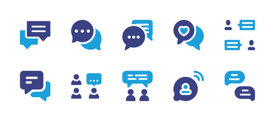 Conversation icon set. Duotone color. Vector illustration. Containing chat, bubble chat, talk, conversation, communication.