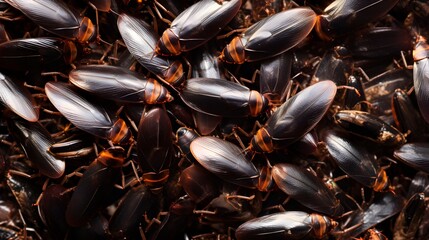 Pile of cockroaches closeup. Pest control concept.