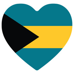 Bahamas flag in heart shape. Flag of Bahamas design shape