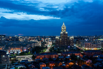 Astana, Kazakhstan, June 2023. Evening view of the buildings of the capital.