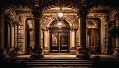 The illuminated altar in the ancient cathedral exudes elegance and spirituality generated by AI
