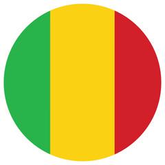 Fototapeta premium Mali flag in round circle shape. Flag of Mali design shape circle shape 