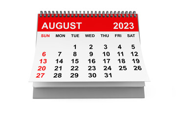 Calendar August 2023. 3d rendering