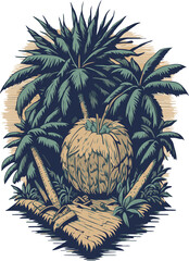 illustration of palm t-shirt design transparent background