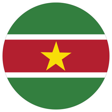 recommend clip art: Suriname flag in round circle design shape. Flag of Suriname design shape.
