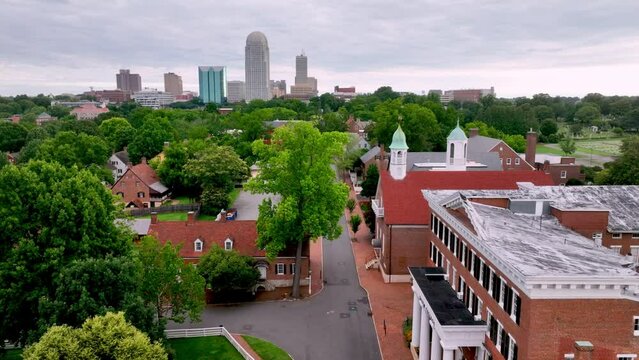 Low pass over Old Salem and push into the Winston Salem Skyline