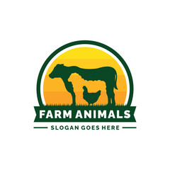 Farm animals logo design vector. Livestock logo vector