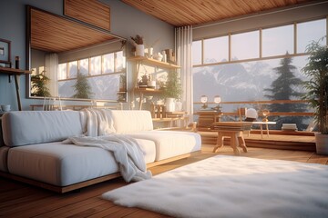 Cozy White Living Room Japanese style interior design