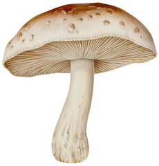Mushroom isolated on transparent background, old botanical illustration