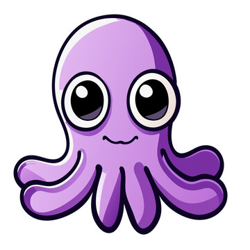 Cartoon squid with big eye, vector illustator