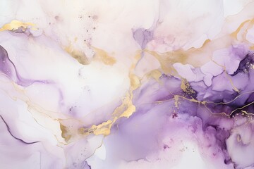 Obraz na płótnie Canvas Mable with liquid texture lilac and gold abstract background