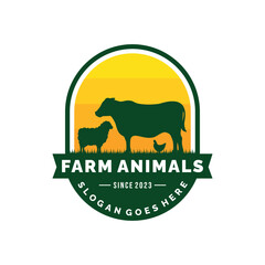 Farm animals logo design vector. Livestock logo vector