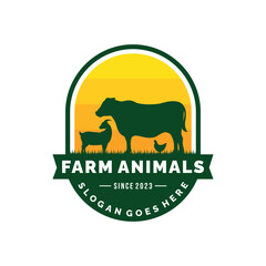 Farm animals logo design vector. Livestock logo vector