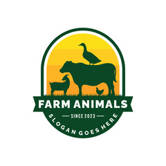 Farm animals logo design vector. Livestock logo vector