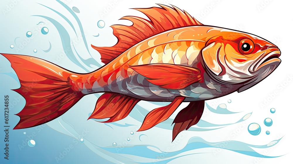 Wall mural illustration of a fish