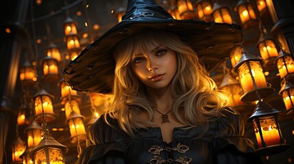 halloween portrait of a woman in the night