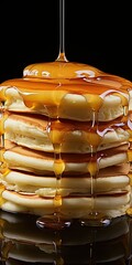 Fototapeta na wymiar stack of pancakes with syrup product photo tall stack of hot pancakes butter syrup