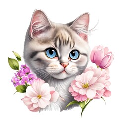 cat with flower
