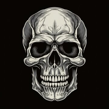 vector halloween skull illustration isolated on black