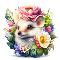 hedgehog with flowers