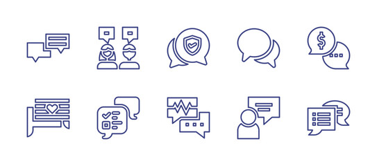 Conversation line icon set. Editable stroke. Vector illustration. Containing conversation, talking, chat balloons, chat bubble, debate, chat.