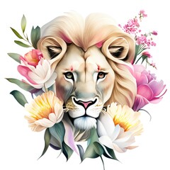 Lion  with flowers