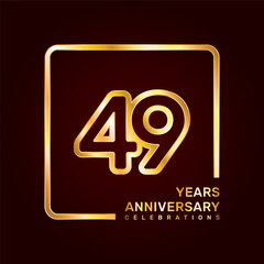 49th anniversary template design with double line numbers in gold color, vector template
