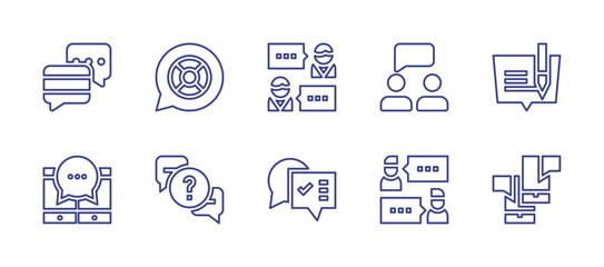 Conversation line icon set. Editable stroke. Vector illustration. Containing conversation, assistance, edit, question.