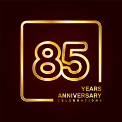 85th anniversary template design with double line numbers in gold color, vector template