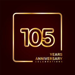 105th anniversary template design with double line numbers in gold color, vector template