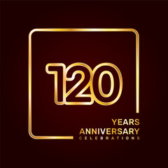 120th anniversary template design with double line numbers in gold color, vector template