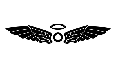 vector silhouette angel wings logo