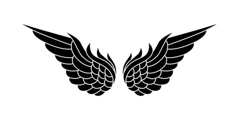 vector silhouette angel wings logo
