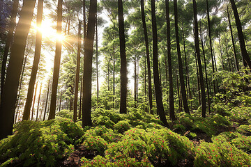 Fototapeta premium forest, tree, nature, green, landscape, wood, jungle, natural