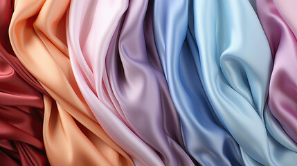 Abstract Background of Delicate Pastel Colors in Complementary Scheme on Satin Fabric