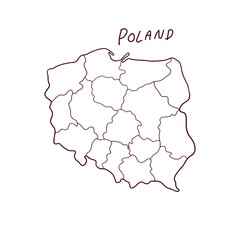 Hand Drawn Doodle Map Of Poland. Vector Illustration
