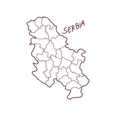 Hand Drawn Doodle Map Of Serbia. Vector Illustration