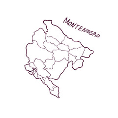 Hand Drawn Doodle Map Of Montenegro. Vector Illustration