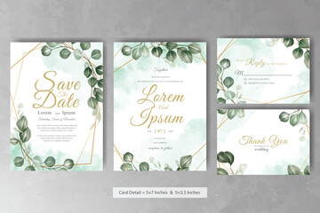 Fototapeta na wymiar Set of Greenery Floral Frame Wedding Invitation Card Template