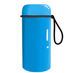 Blue water bottle with black ears