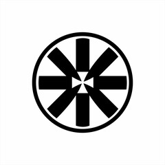 Obraz premium Wheel vector logo design with abstract letter X and arrow sign.