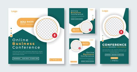 Online Business Conference Social Media Post for Online Marketing Promotion Banner, Story and Web Internet Ads Flyer