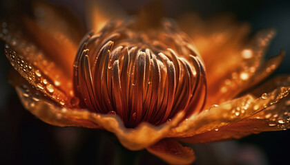 Naklejka na ściany i meble Beauty in nature Close up of wet lotus generated by AI