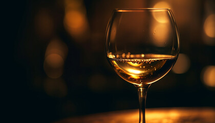Luxury wineglass reflects backlit elegance in celebration generated by AI