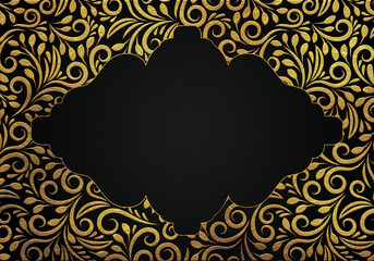 Golden Floral cartouches labels, blank decorative Golden badges, Different Lanscape shapes vintage frames, Floral design.