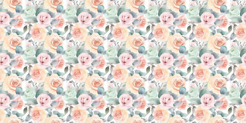 watercolor pattern flower pink rose seamless background
