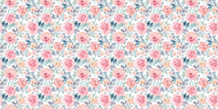 watercolor pattern flower pink rose seamless background