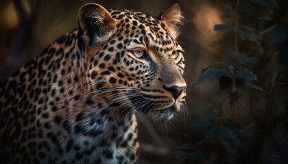 Majestic big cats staring, danger in sight generated by AI