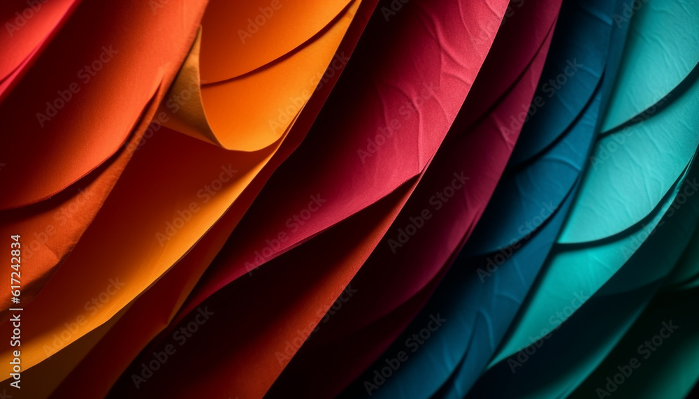Poster smooth silk curtain with vibrant wave pattern generated by ai