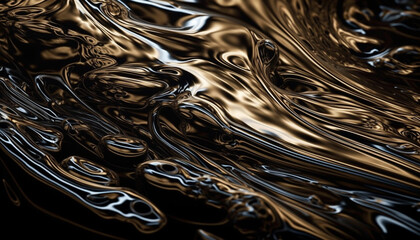 Nature reflection in liquid wave, smooth and shiny generated by AI